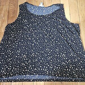 Maggie Barnes for Catherines Tank Top Navy Blue and Beige Size 3X 96% Polyester